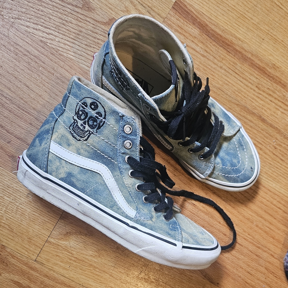 Vans Blue High-Top Sneakers with Skull Design